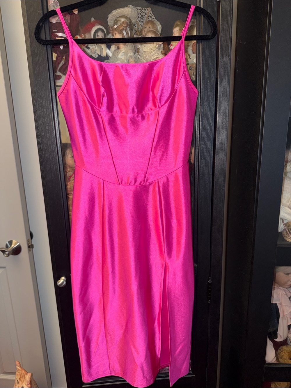 Hot Pink Sexy Satin Bodycon Dress